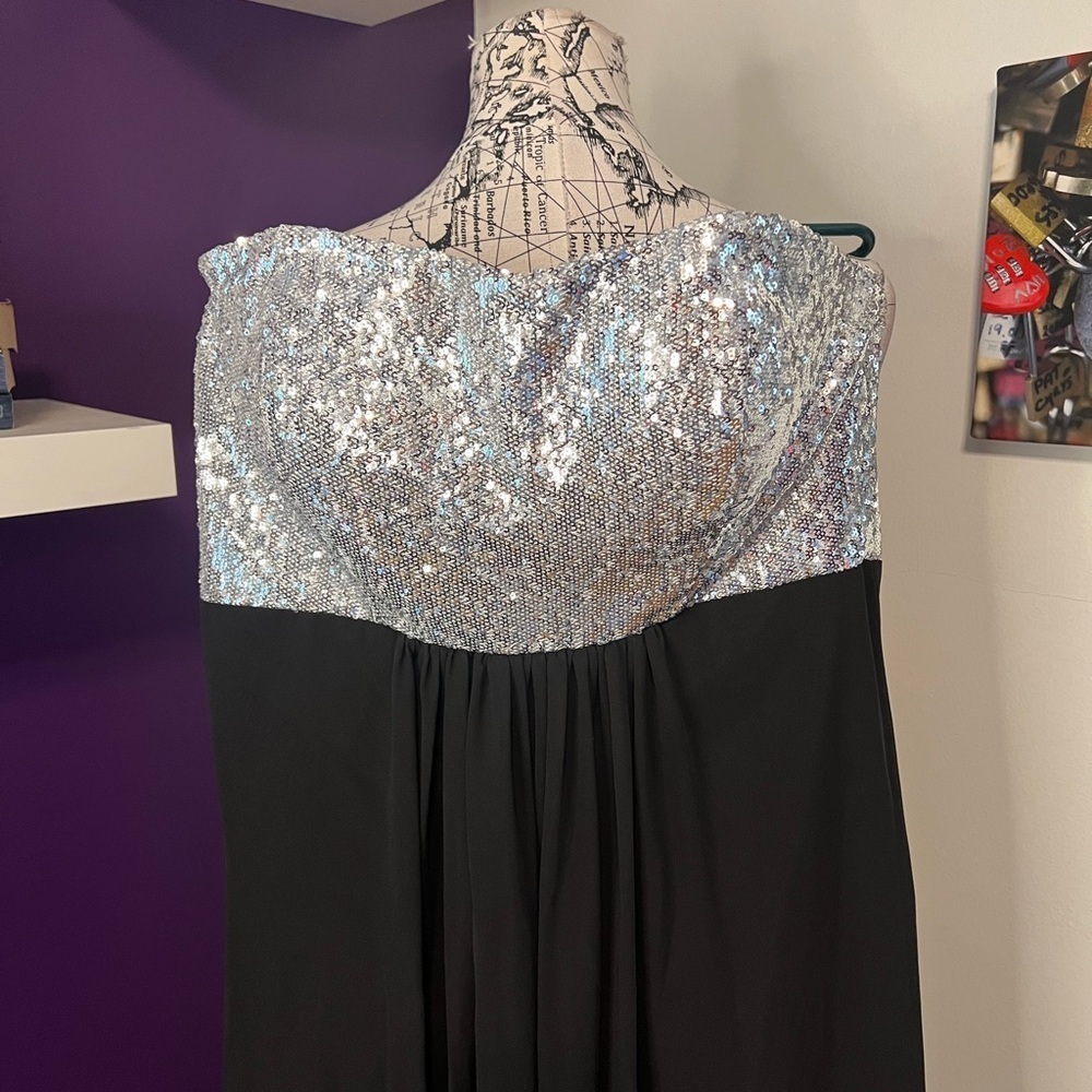 Bill Levkoff Strapless Sequined Top Gown - Picture 2 of 10